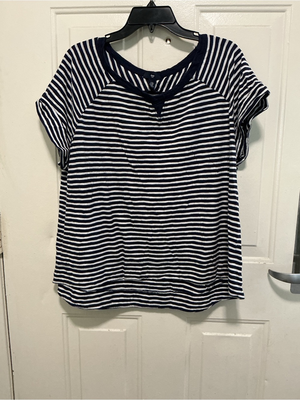 GAP Navy and White Striped Short-Sleeve Tee